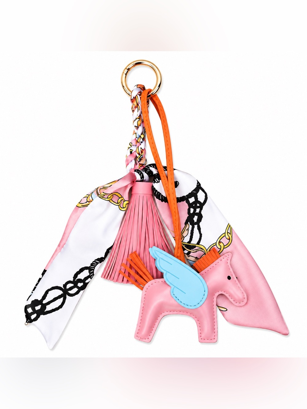 Pegasus Keychain Charm with Blue Wing and Scarf